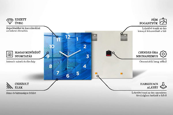 Ceas pătrat de perete din sticlă Lunca de lavandă