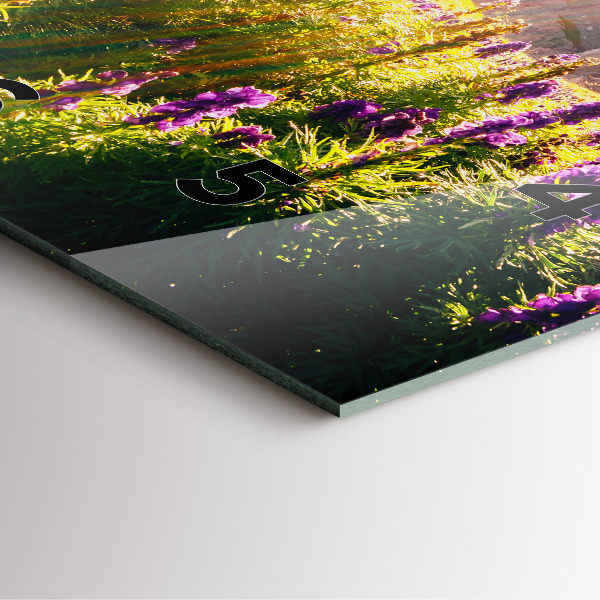 Ceas pătrat de perete din sticlă Lunca de lavandă