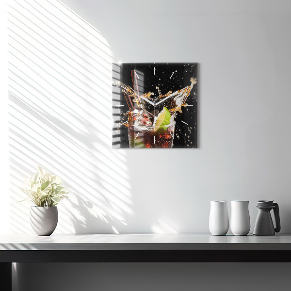 Ceas pătrat de perete din sticlă Bea cu gheata