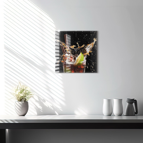 Ceas pătrat de perete din sticlă Bea cu gheata