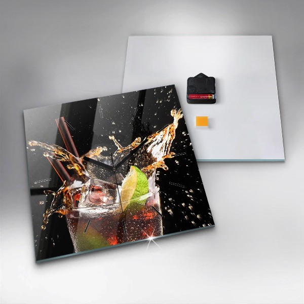 Ceas pătrat de perete din sticlă Bea cu gheata