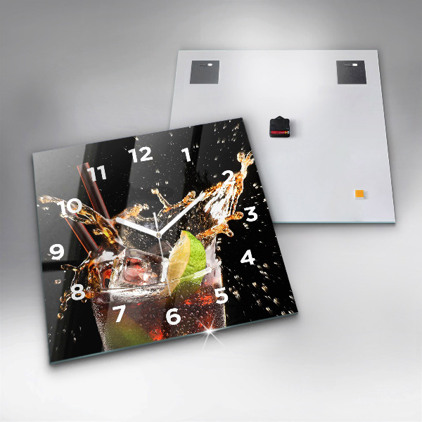 Ceas pătrat de perete din sticlă Bea cu gheata