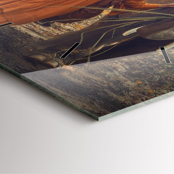 Ceas pătrat de perete din sticlă Un călugăr care conduce elefanți