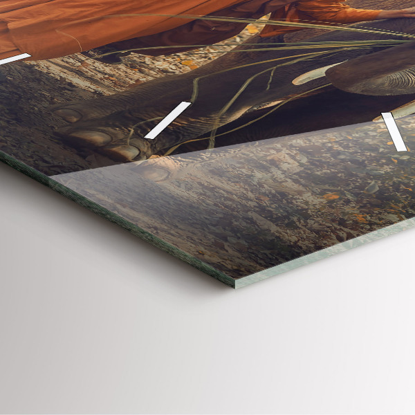 Ceas pătrat de perete din sticlă Un călugăr care conduce elefanți