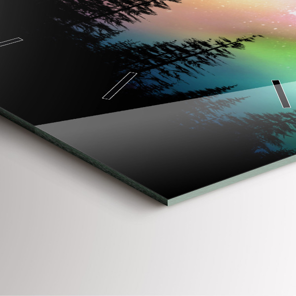 Ceas pătrat de perete din sticlă aurora nordică