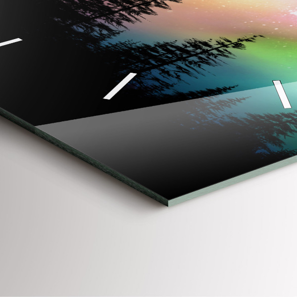 Ceas pătrat de perete din sticlă aurora nordică