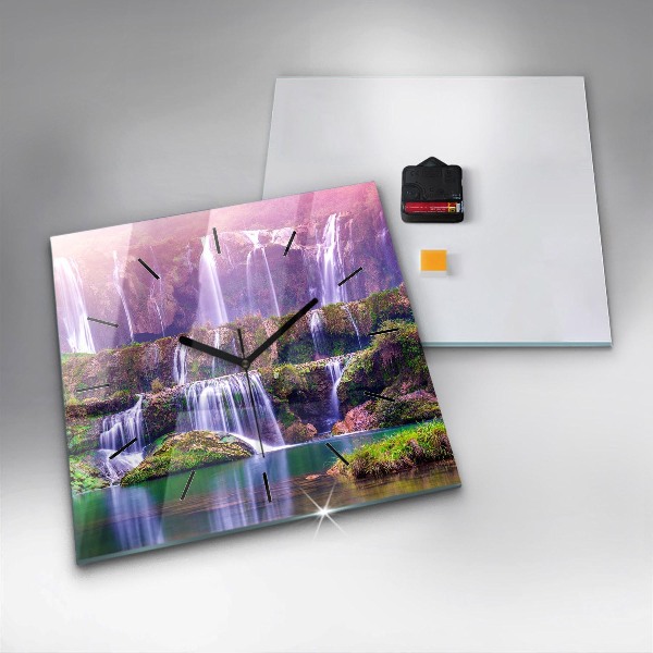 Ceas pătrat de perete din sticlă Cascada Jiulong China