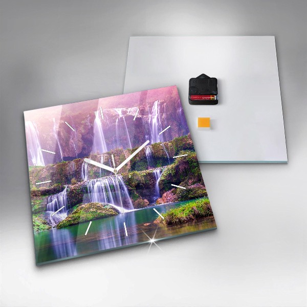 Ceas pătrat de perete din sticlă Cascada Jiulong China