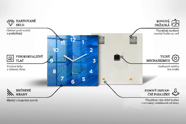 Ceas pătrat de perete din sticlă Ren în stil scandinav