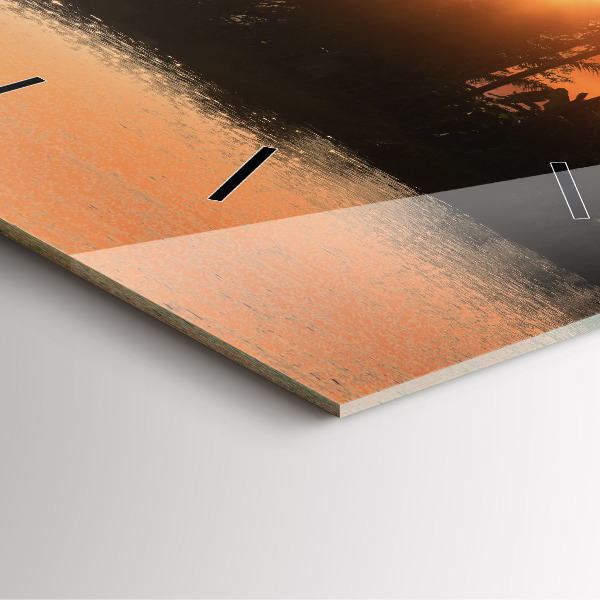 Ceas pătrat de perete din sticlă Apus de soare și palmieri