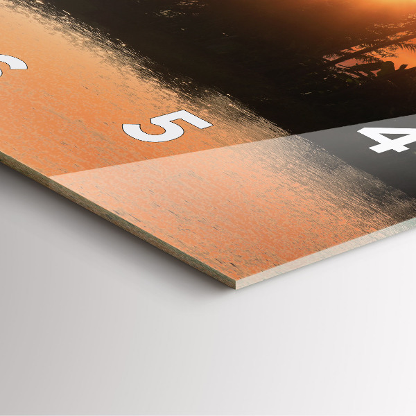 Ceas pătrat de perete din sticlă Apus de soare și palmieri