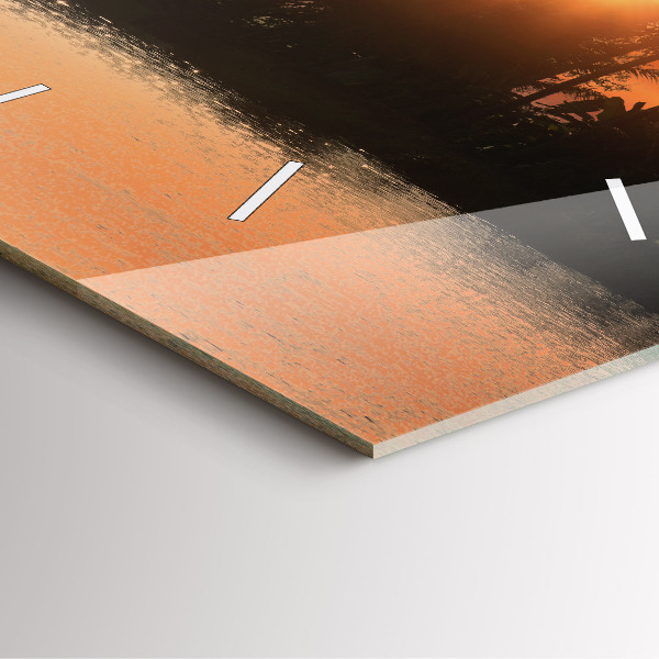 Ceas pătrat de perete din sticlă Apus de soare și palmieri