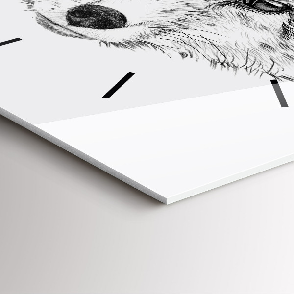 Ceas pătrat de perete din sticlă Cap de vulpe grafic