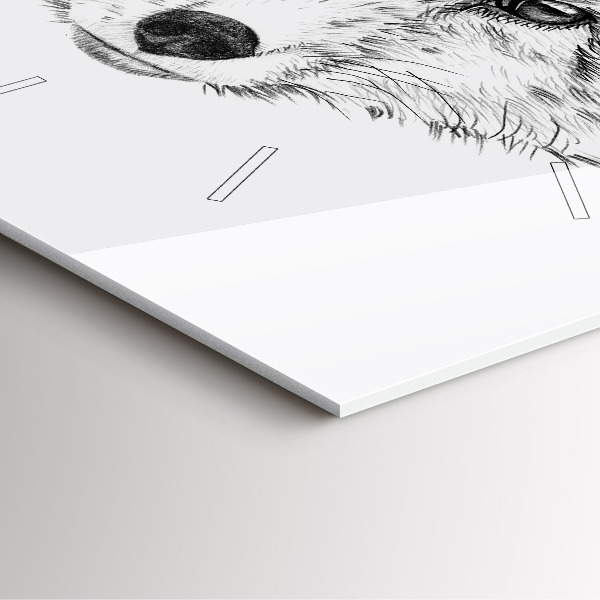 Ceas pătrat de perete din sticlă Cap de vulpe grafic