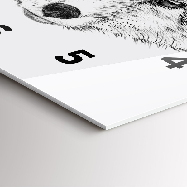 Ceas pătrat de perete din sticlă Cap de vulpe grafic