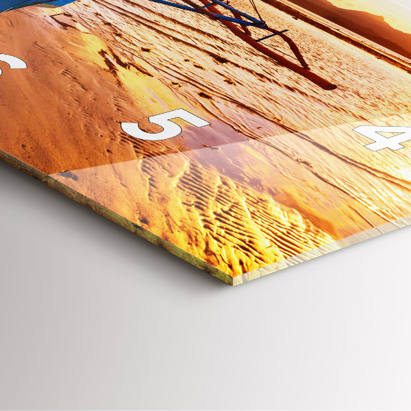 Ceas pătrat de perete din sticlă Barcă și apus