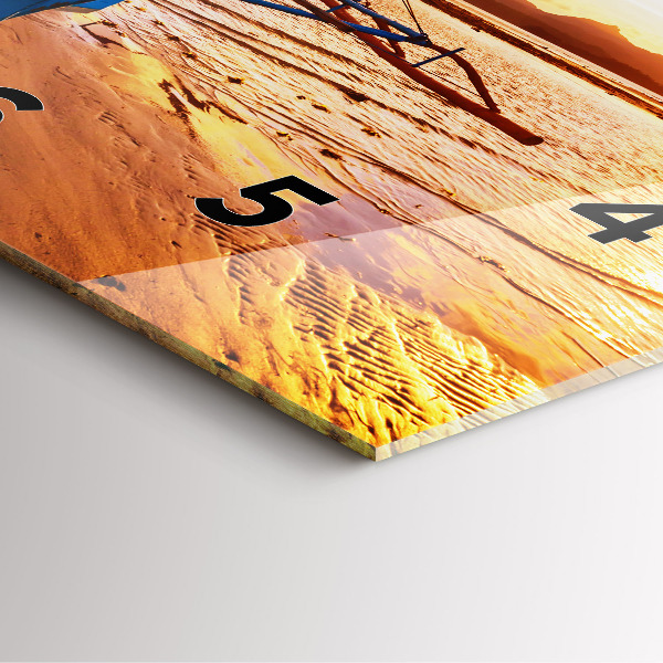 Ceas pătrat de perete din sticlă Barcă și apus