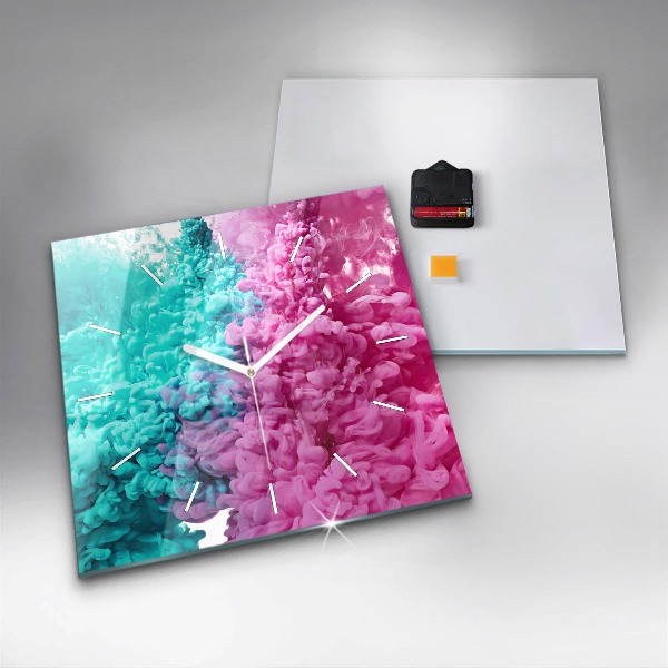 Ceas pătrat de perete din sticlă Artă modernă – pete