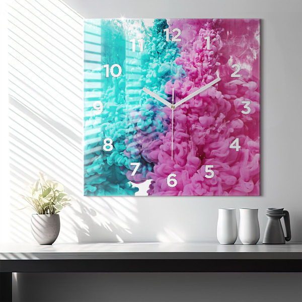 Ceas pătrat de perete din sticlă Artă modernă – pete
