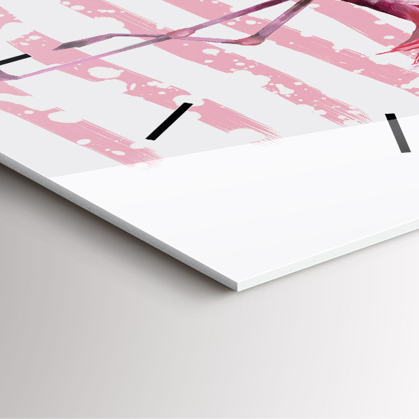 Ceas pătrat de perete din sticlă Grafica Flamingo
