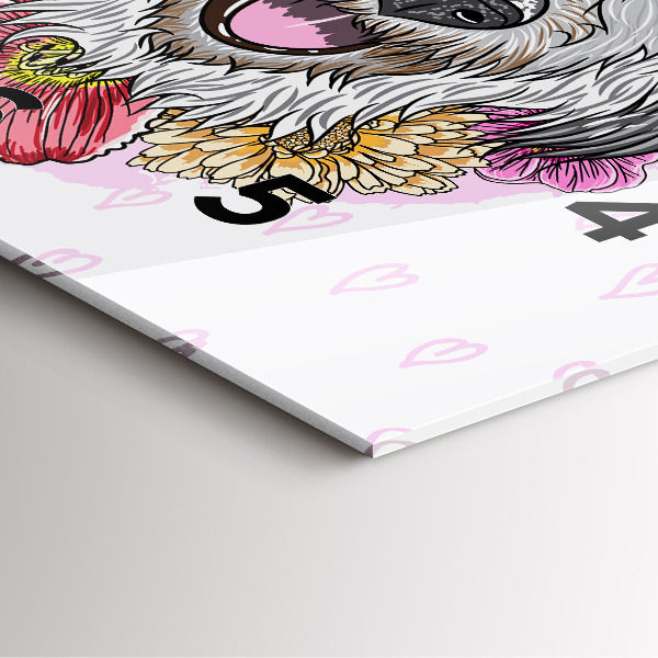 Ceas pătrat de perete din sticlă Câine fericit în flori