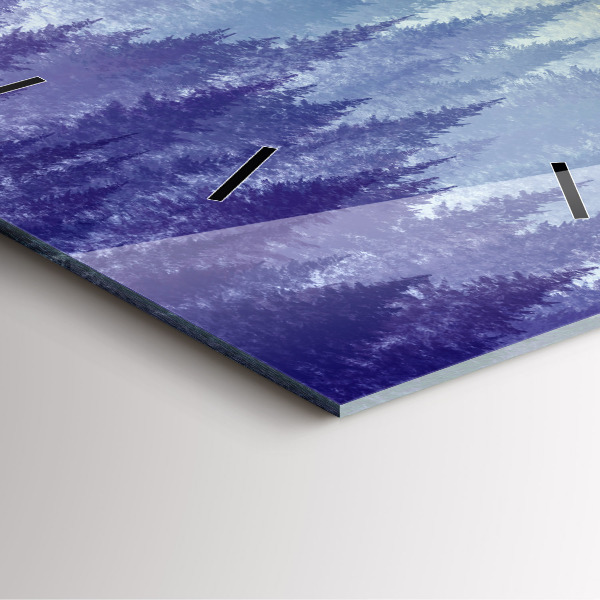 Ceas pătrat de perete din sticlă Pădure în ceață