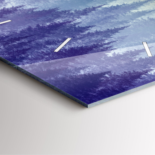 Ceas pătrat de perete din sticlă Pădure în ceață