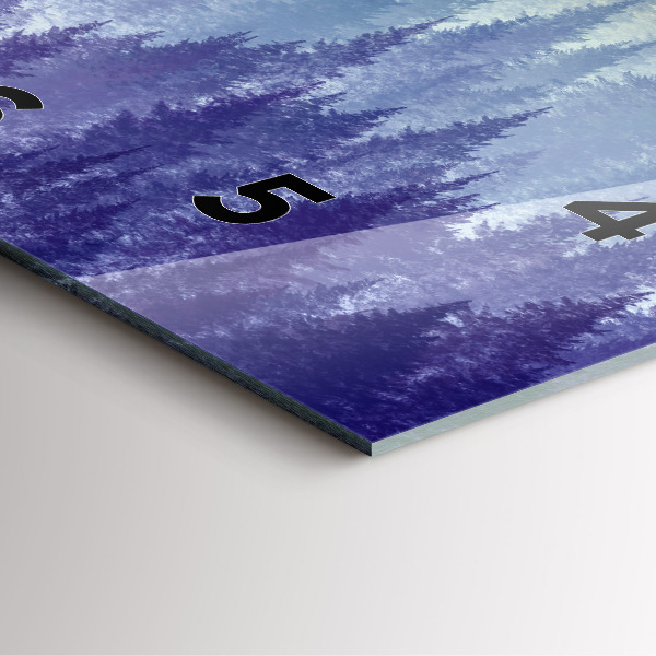 Ceas pătrat de perete din sticlă Pădure în ceață