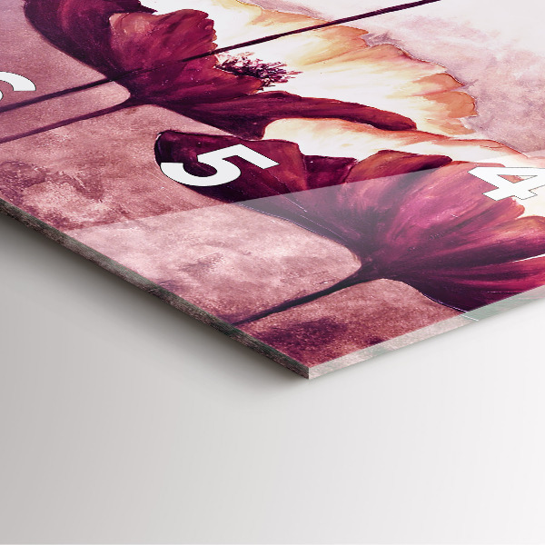 Ceas pătrat de perete din sticlă Flori înflorite de maci