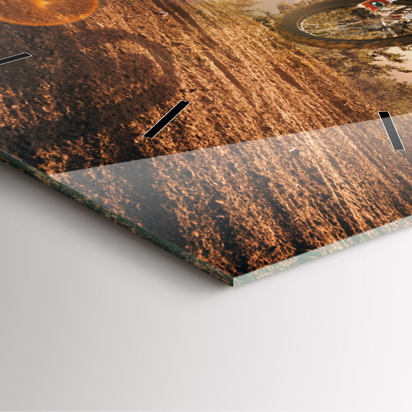 Ceas pătrat de perete din sticlă Bărbat pe motocicletă