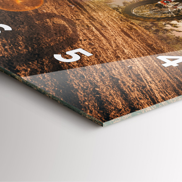 Ceas pătrat de perete din sticlă Bărbat pe motocicletă