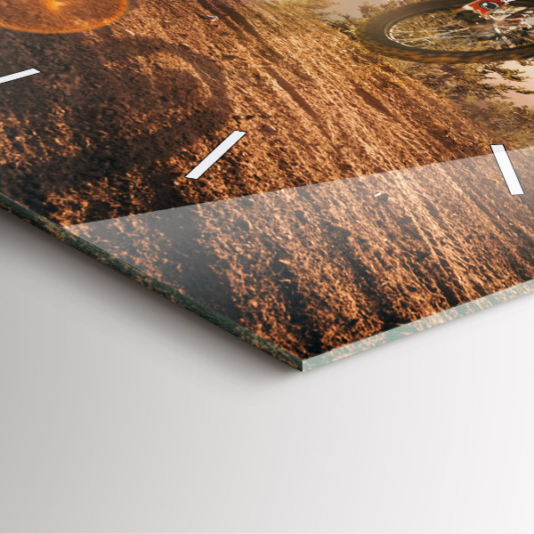 Ceas pătrat de perete din sticlă Bărbat pe motocicletă