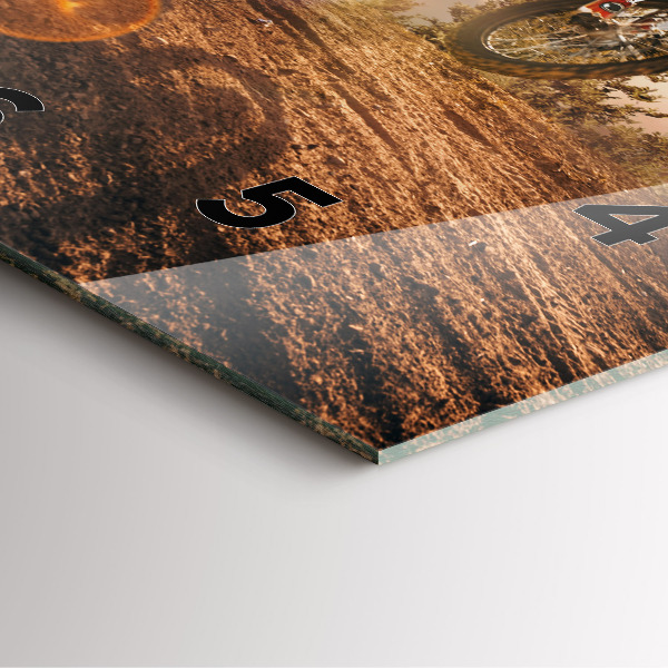 Ceas pătrat de perete din sticlă Bărbat pe motocicletă