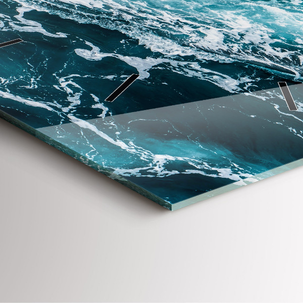 Ceas pătrat de perete din sticlă Valuri spumoase învolburate