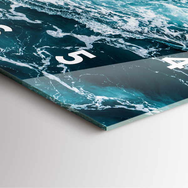 Ceas pătrat de perete din sticlă Valuri spumoase învolburate