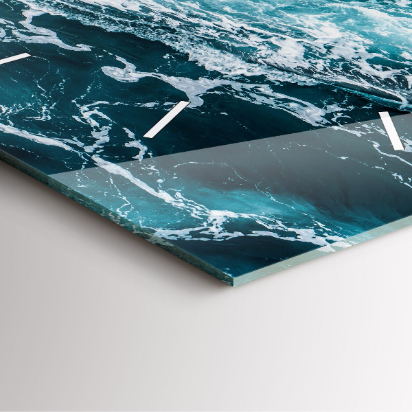 Ceas pătrat de perete din sticlă Valuri spumoase învolburate