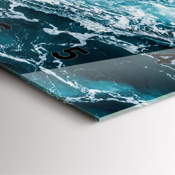 Ceas pătrat de perete din sticlă Valuri spumoase învolburate