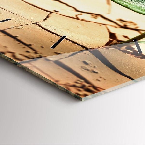 Ceas pătrat de perete din sticlă Plantați în sol uscat