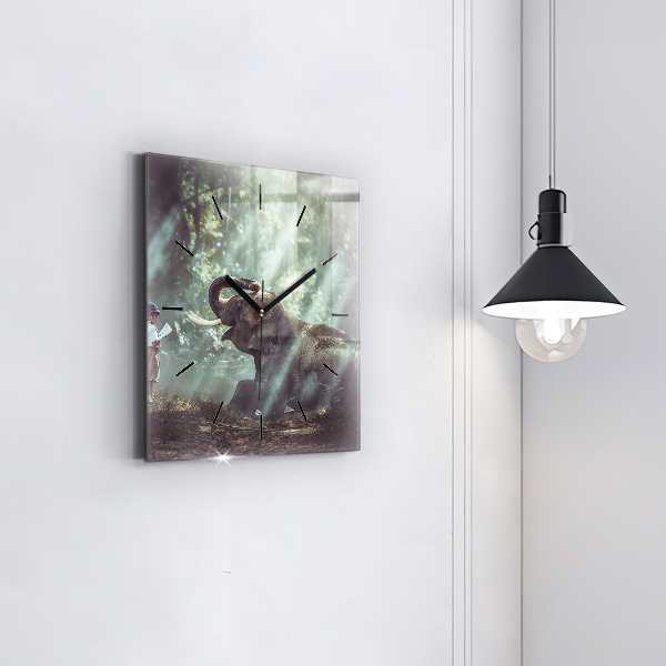 Ceas pătrat de perete din sticlă Un băiat citește o carte