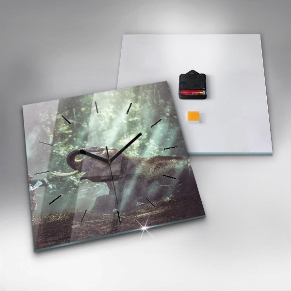 Ceas pătrat de perete din sticlă Un băiat citește o carte