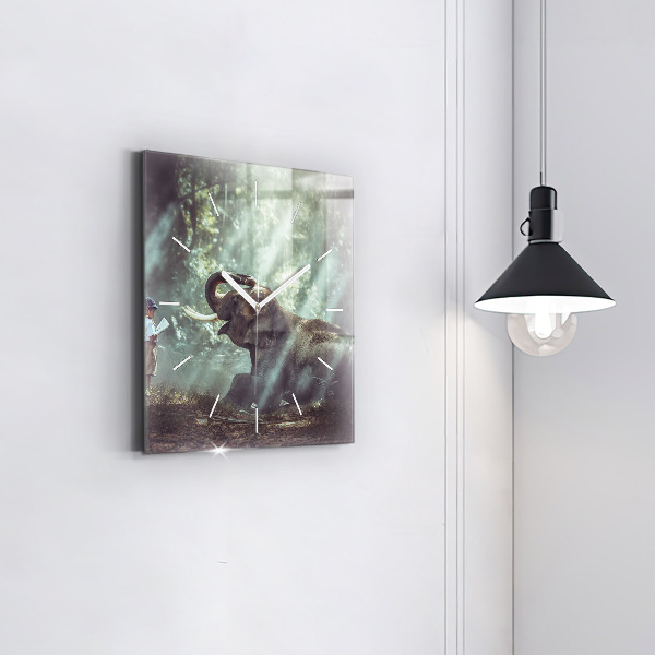 Ceas pătrat de perete din sticlă Un băiat citește o carte