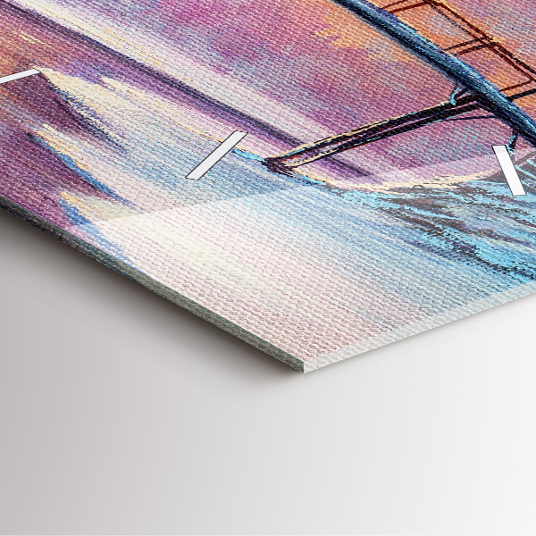 Ceas pătrat de perete din sticlă Pom de Crăciun și pod