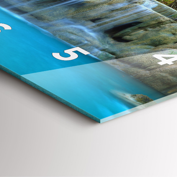 Ceas pătrat de perete din sticlă Cascada în pădure