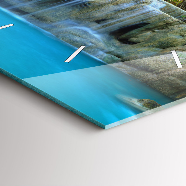 Ceas pătrat de perete din sticlă Cascada în pădure