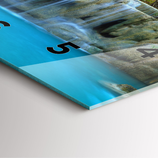 Ceas pătrat de perete din sticlă Cascada în pădure