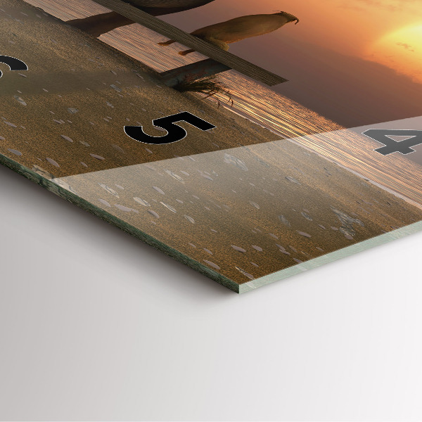 Ceas pătrat de perete din sticlă Animale și apus