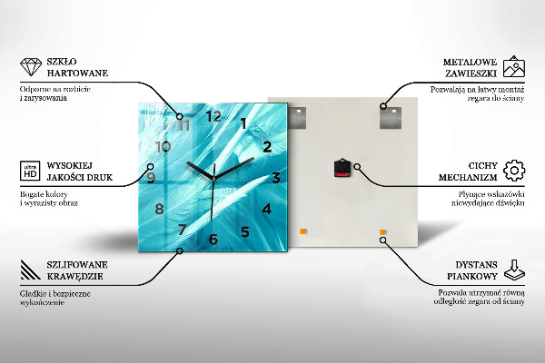 Ceas pătrat de perete din sticlă Animale și apus