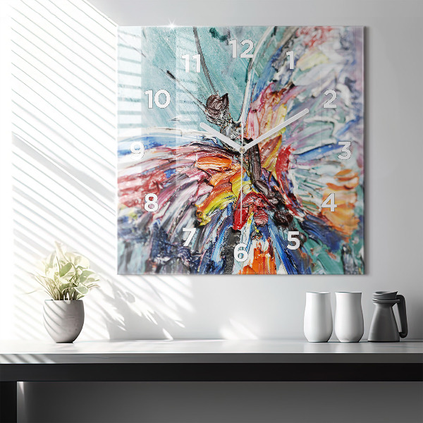 Ceas pătrat de perete din sticlă Fragment de artă în ulei