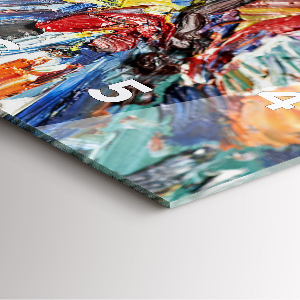 Ceas pătrat de perete din sticlă Fragment de artă în ulei