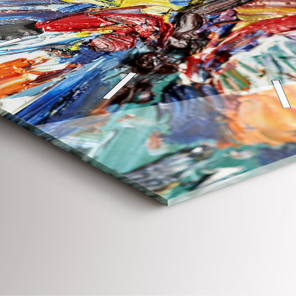 Ceas pătrat de perete din sticlă Fragment de artă în ulei